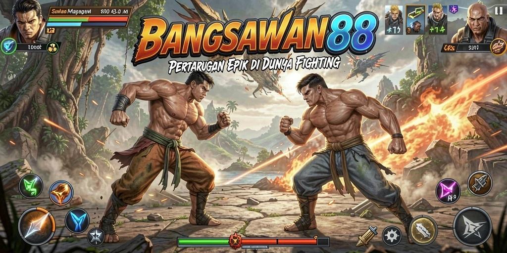 Screenshot BANGSAWAN88 menampilkan pertarungan aksi yang intens.