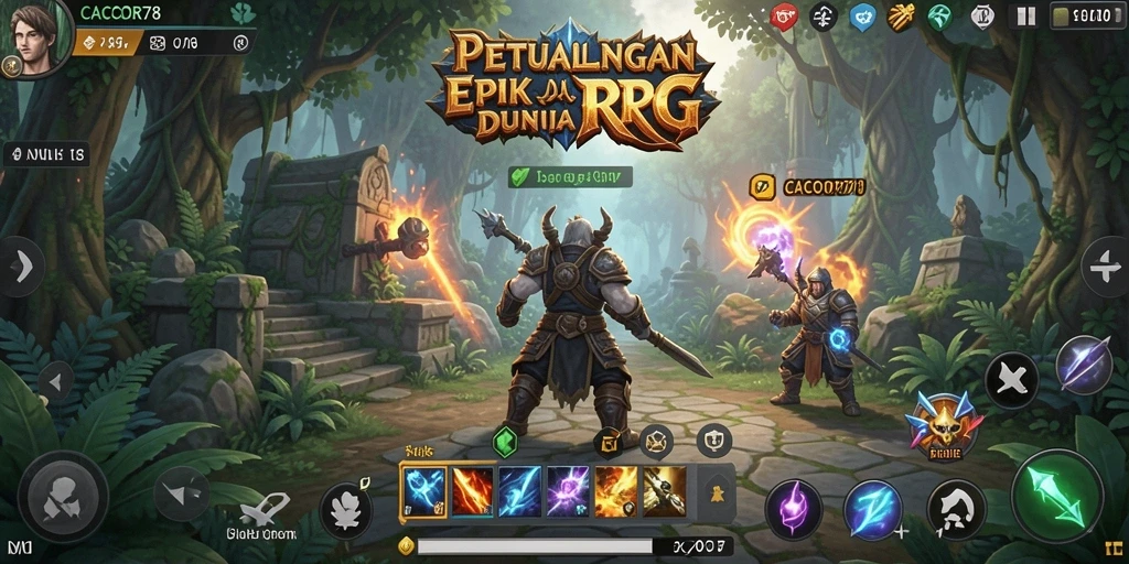 Screenshot gameplay CACOR78 yang menunjukkan aksi petualangan RPG yang mendebarkan.
