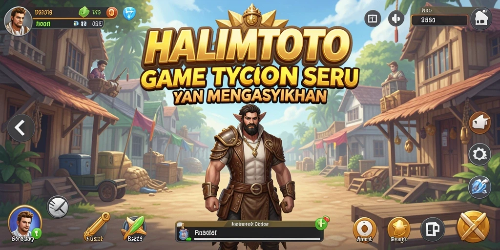 Tampilan gameplay HALIMTOTO yang menarik dengan elemen Tycoon yang kental.