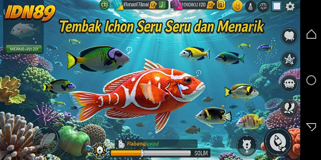 Tangkapan screenshot gameplay IDN89 menampilkan keseruan saat menembak ikan.