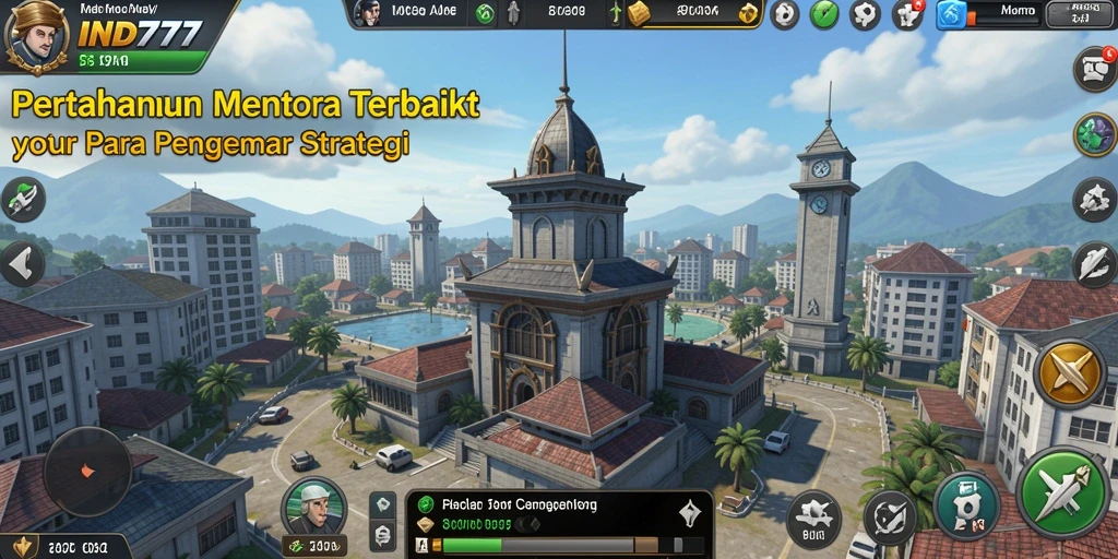 Screenshot IND777 menampilkan aksi seru pertahanan menara.