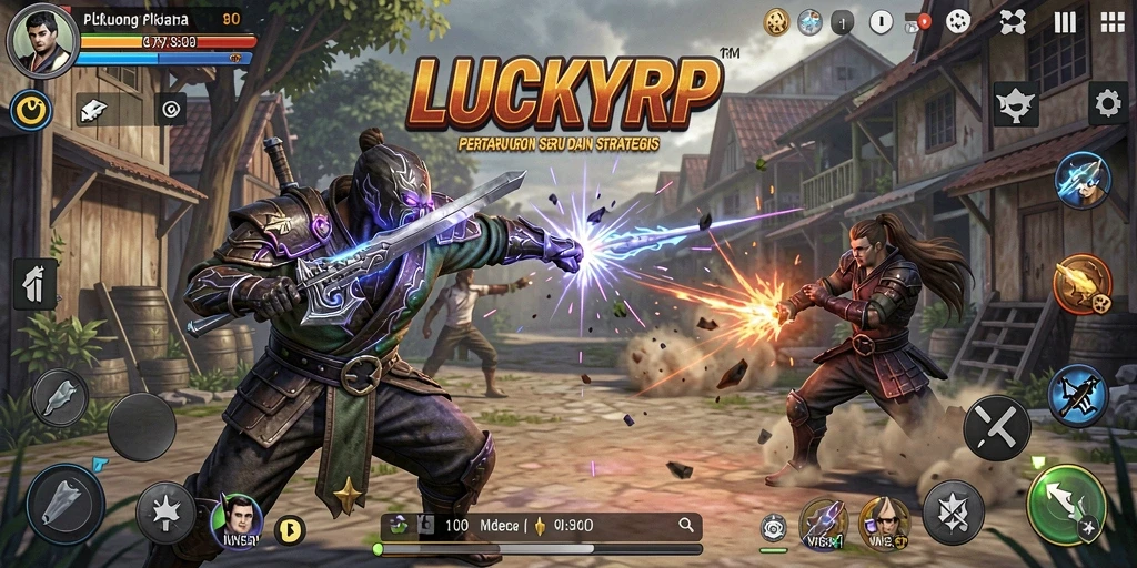 Tampilan gameplay LUCKYRP dengan aksi pertarungan yang seru.