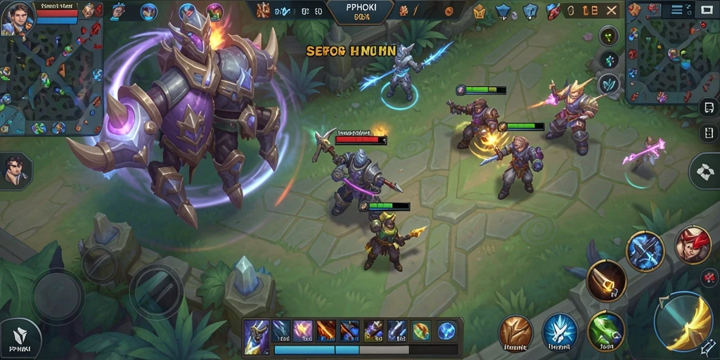 Tangkapan layar gameplay seru PPHOKI dalam pertempuran MOBA.