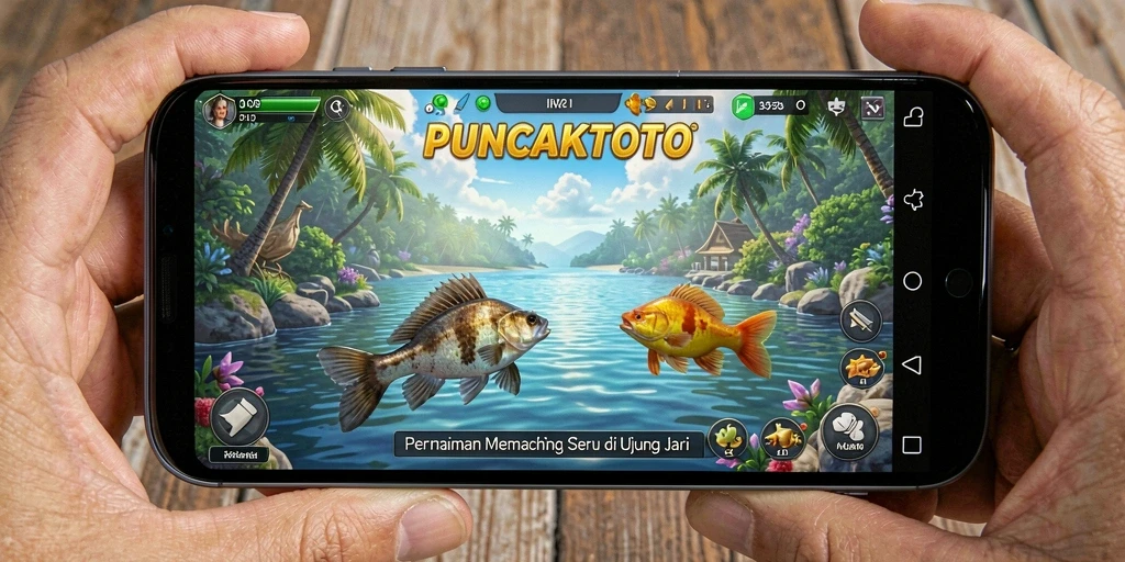 Screenshot gameplay PUNCAKTOTO menampilkan pengalaman memancing yang mendebarkan.