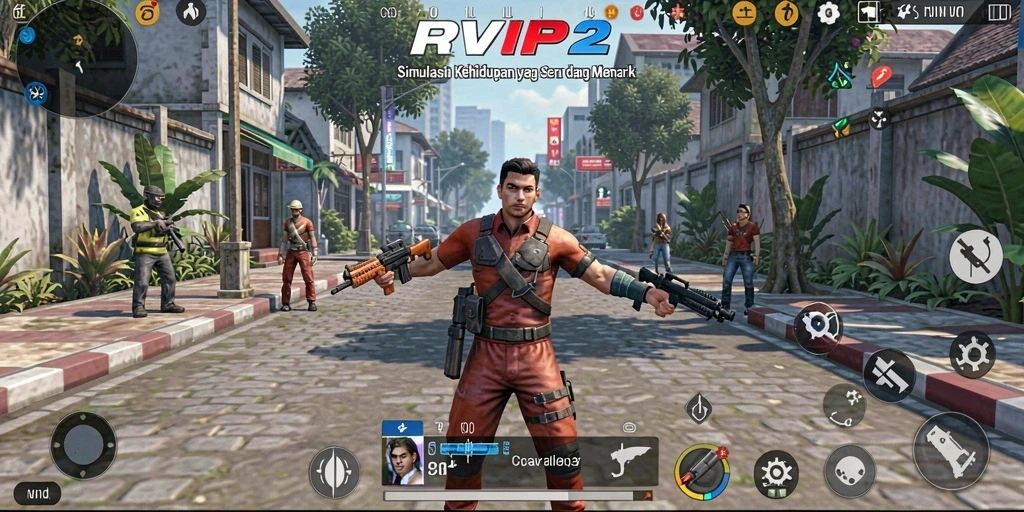 Tampilan menarik gameplay RVIP2 dengan simulasi kehidupan yang interaktif.