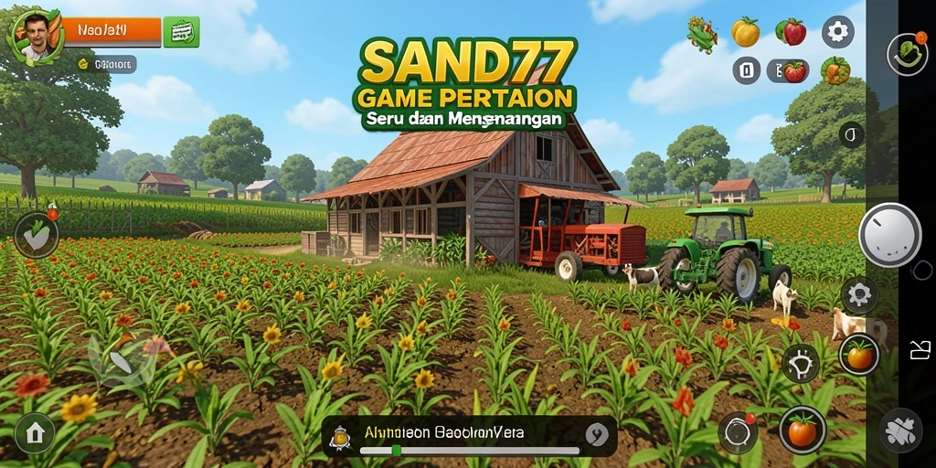 Tampilan gameplay SAND77 menunjukkan interaksi pertanian yang realistis.