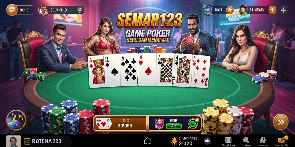 Tampilan seru gameplay poker di SEMAR123.