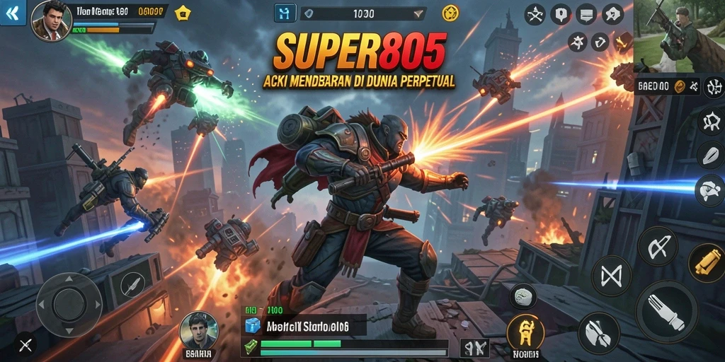 Screenshot gameplay <strong>SUPER805</strong> menunjukkan aksi intens dan grafis yang menawan.