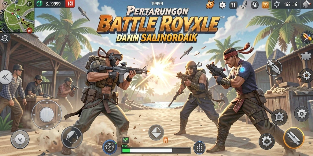 Tangkapan layar gameplay seru di medan tempur T9999.