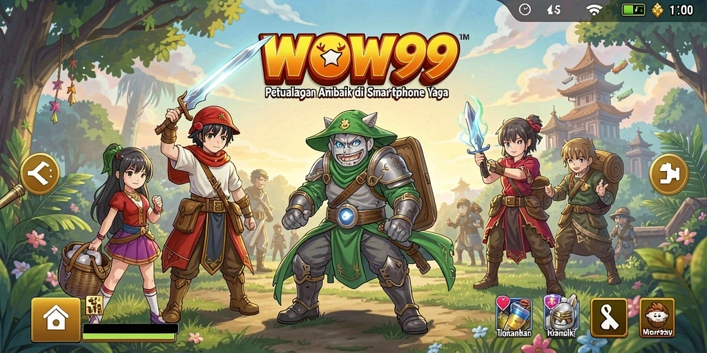 Screenshot menampilkan gameplay menawan dari WOW99 dengan karakter anime ikonik.